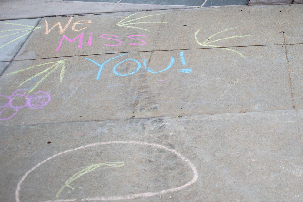 We Miss You chalk art
